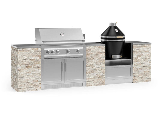 Outdoor Kitchen Signature Series 9 Piece Cabinet Set with Kamado, 40 in. Natural Gas Platinum Grill