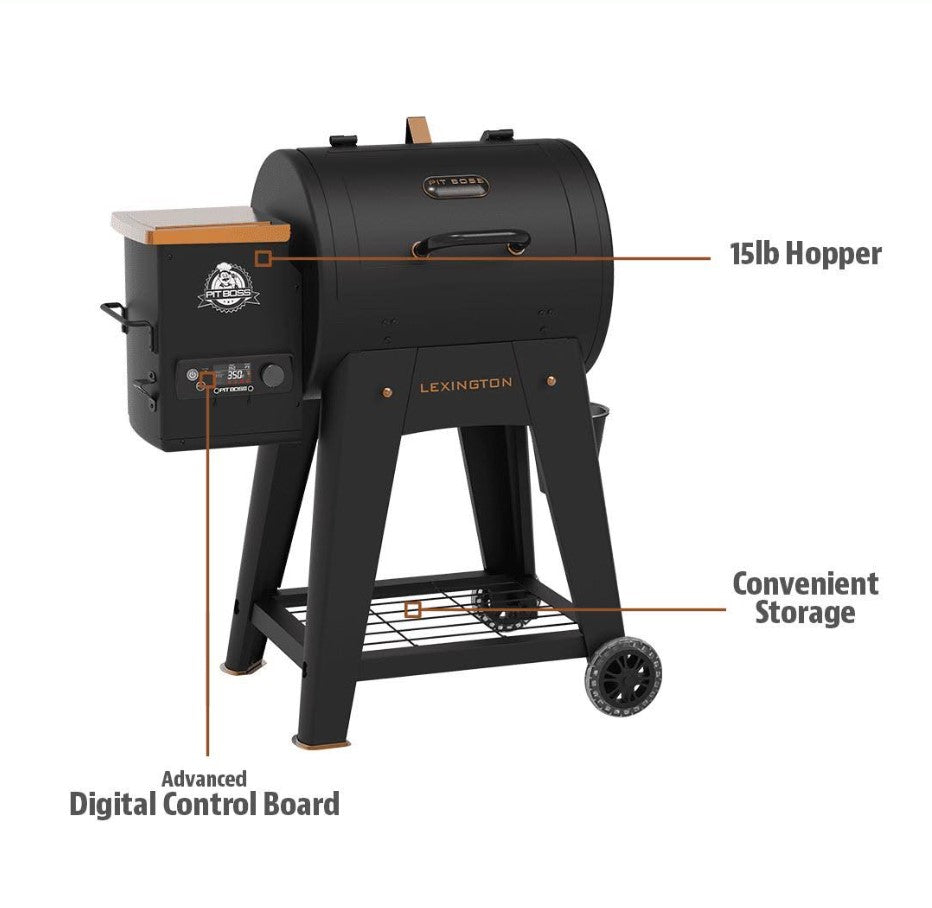 Lexington 500 Sq in Wood Fired Pellet Grill and Smoker – Onyx